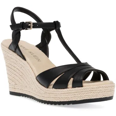 Anne Klein Waves Womens Wedge Platform Wedge Sandals In Black