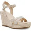 Anne Klein Women's Weekend Embellished Espadrille Wedge Sandals In Clear Crystal/beige