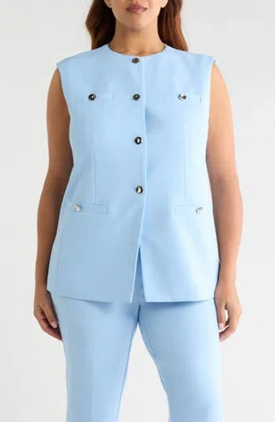 Anne Klein Welt Pocket Vest In Blue