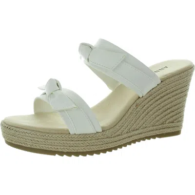 Anne Klein Whisper Womens Faux Leather Metallic Wedge Sandals In White