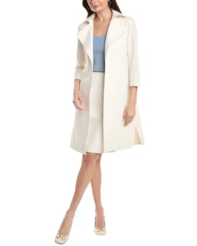Anne Klein Wide Collar Kissing Topper Coat In White