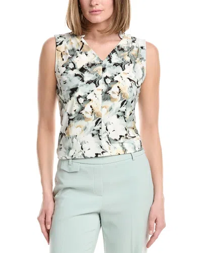 Anne Klein Wide Collar Printed Top In Brown