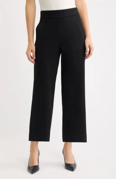 Anne Klein Wide Leg Cropped Pants In Black