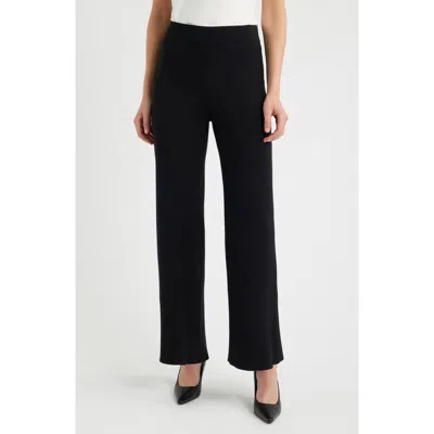 Anne Klein Wide Leg Sweater Pants In Black