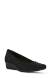 Anne Klein Womens Embellished Man Made Wedge Heels In Black Crystal