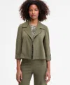 Anne Klein Womens Pull On Cropped Pants Printed Cap Sleeve Blouse 3 4 Sleeve Open Front Jacket