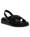 Anne Klein Air Womens Quilted Faux Leather Slingback Sandals In Black Smooth