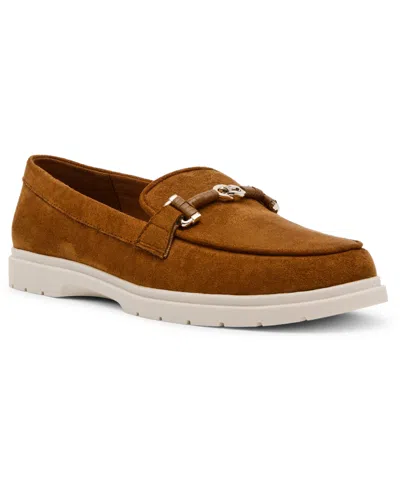 Anne Klein Women's Amara Chain Detail Slip On Loafers In Cognac