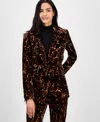 Anne Klein Print One-button Blazer In Brown