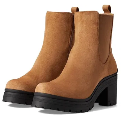 Anne Klein Women's  Zendaya Cognac Black Block Heel Ankle Boots Zap1892 In Brown