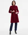 Anne Klein Women's Asymmetric Button-front Belted Coat In Brown