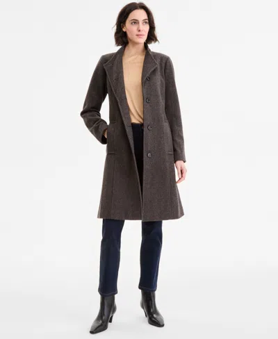 Anne Klein Women's Asymmetric Button-front Belted Coat In Multi