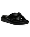 Anne Klein Aspire Wedge Sandal In Black Smooth