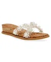 Anne Klein Womens Embellished Manmade Slide In Clear Vinyl,cork