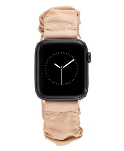 Anne Klein Women's Beige Genuine Leather Scrunchie Band Designed For Apple Watch 42mm (series 1-3 Only) & 44/45 In Blush