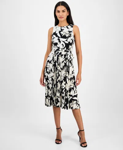 ANNE KLEIN WOMEN'S BELTED FLORAL-PRINT DRESS