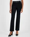 Anne Klein Women's Belted High-rise Pull-on Pants In Anne Black