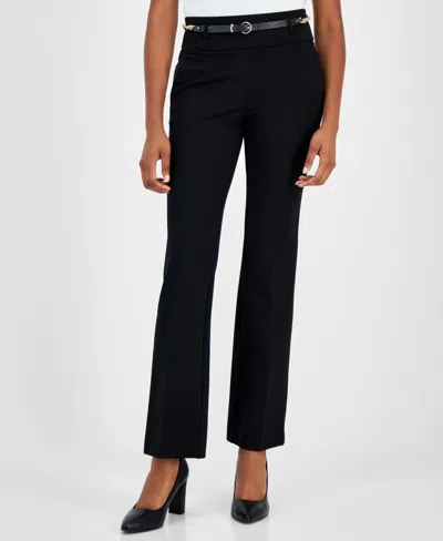 Anne Klein Women's Belted High-rise Pull-on Pants In Anne Black