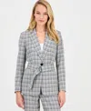 Anne Klein Women's Belted Notch-collar Long-sleeve Jacket In Gray