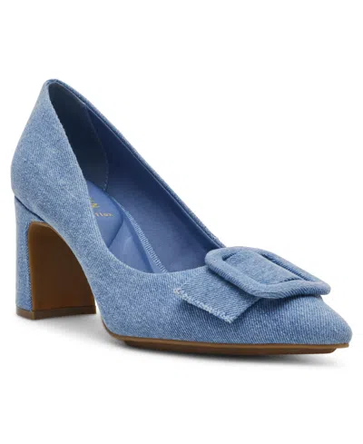 Anne Klein Women's Bentley Buckle Block Heel Pumps In Denim