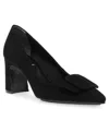 Anne Klein Akbentley Womens Buckle Suede Block Heels In Black Micro
