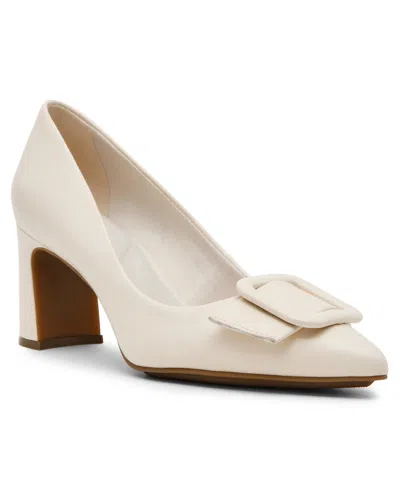 Anne Klein Women's Bentley Buckle Block Heel Pumps In Bone