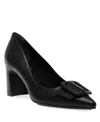 Anne Klein Women's Bentley Buckle Block Heel Pumps In Black Smooth