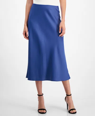 Anne Klein Women's Bias-cut Flared Pull-on Skirt In Blue Jay