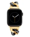 Anne Klein Women's Black And Gold-tone Alloy Metal Chain Link Bracelet Designed For Apple Watch 42mm (series 10 In Gold