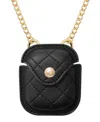 Anne Klein Women's Black Faux Leather Quilted Case With Crossbody Chain Designed For Airpods In Multi