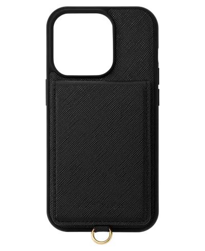 ANNE KLEIN WOMEN'S BLACK SAFFIANO LEATHER IPHONE 15 PRO CASE