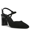 Anne Klein Women's Bliss Pointed Toe Strappy Block Heel Pumps In Blk Stretch