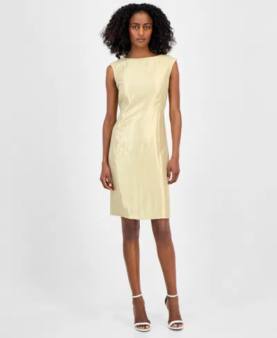 Anne Klein Women's Boat-neck Sleeveless Sheath Dress In Brown