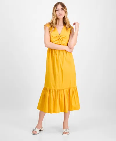 ANNE KLEIN WOMEN'S BOW-FRONT SLEEVELESS MIDI DRESS