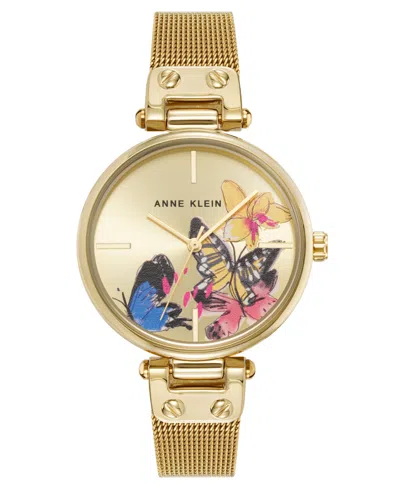 Anne Klein Women's Butterfly Quartz Gold-tone Stainless Steel Mesh Watch 40mm