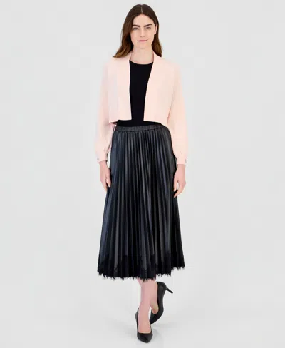 Anne Klein Women's Button Cuff Front Cropped Shrug In Antique Pink