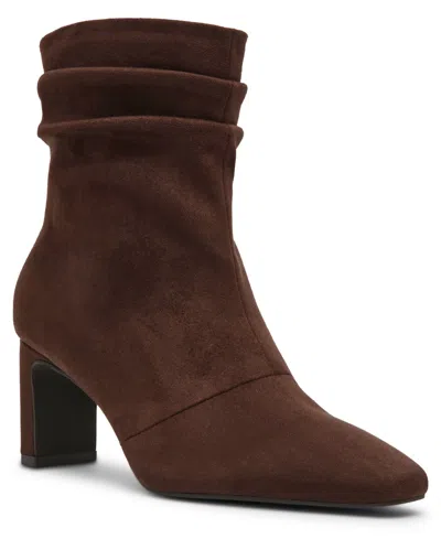 Anne Klein Women's Cabrini Block Heel Square Toe Booties In Brown
