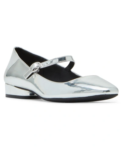 Anne Klein Women's Calgary Mary Janes Square Toe Flats In Silver