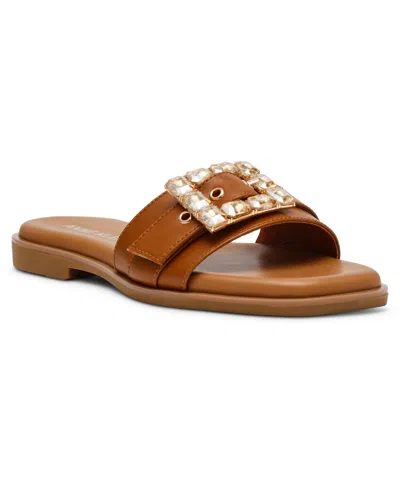 Anne Klein Women's Capara Square Toe Flat Sandals In Natural Raffia