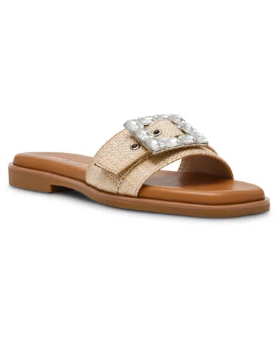 Anne Klein Women's Capara Square Toe Flat Sandals In Natural Raffia