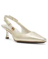 Anne Klein Carmel Womens Patent Padded Insole Slingback Heels In Light Gold