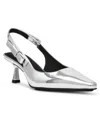 Anne Klein Carmel Womens Patent Padded Insole Slingback Heels In Silver