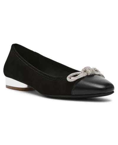 Anne Klein Cassidy Womens Rhinestones Square Toe Mary Janes In Black/black
