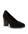 Anne Klein Women's Graham Round Toe Block Heel Pumps In Black Stretch
