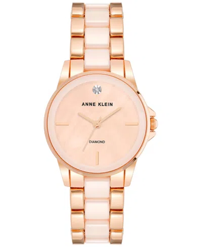 Anne Klein Women's Ceramic & Metal Bracelet Watch 30mm In Rose Gold Tone