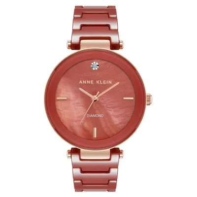 Anne Klein Red Ceramic Bracelet With Diamond Accent Ladies Watch