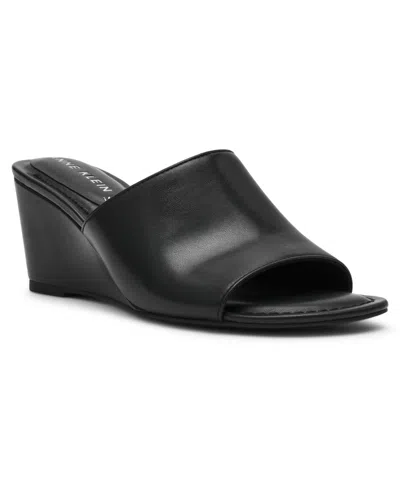 Anne Klein Women's Charisma Peep-toe Wedge Heel Sandals In Black