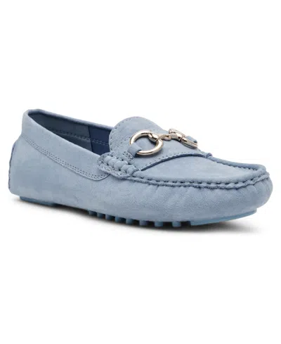 Anne Klein Women's Chrystie Moccasin Driver Loafers In Light Blue Denim