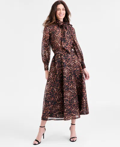 Anne Klein Women's Circle Midi Skirt In Animal Print