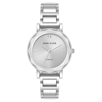 Anne Klein Silver-tone Faceted Crystal Diamond Dial Ladies Watch Ak-3967svsv